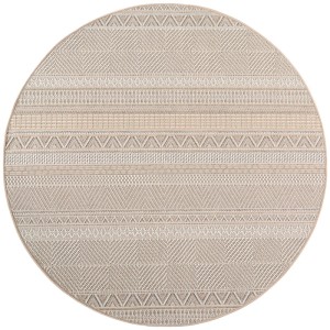 Runder, beiger Outdoor-Teppich Desert von Ayyildiz, Ø 160 cm, mit Muster.