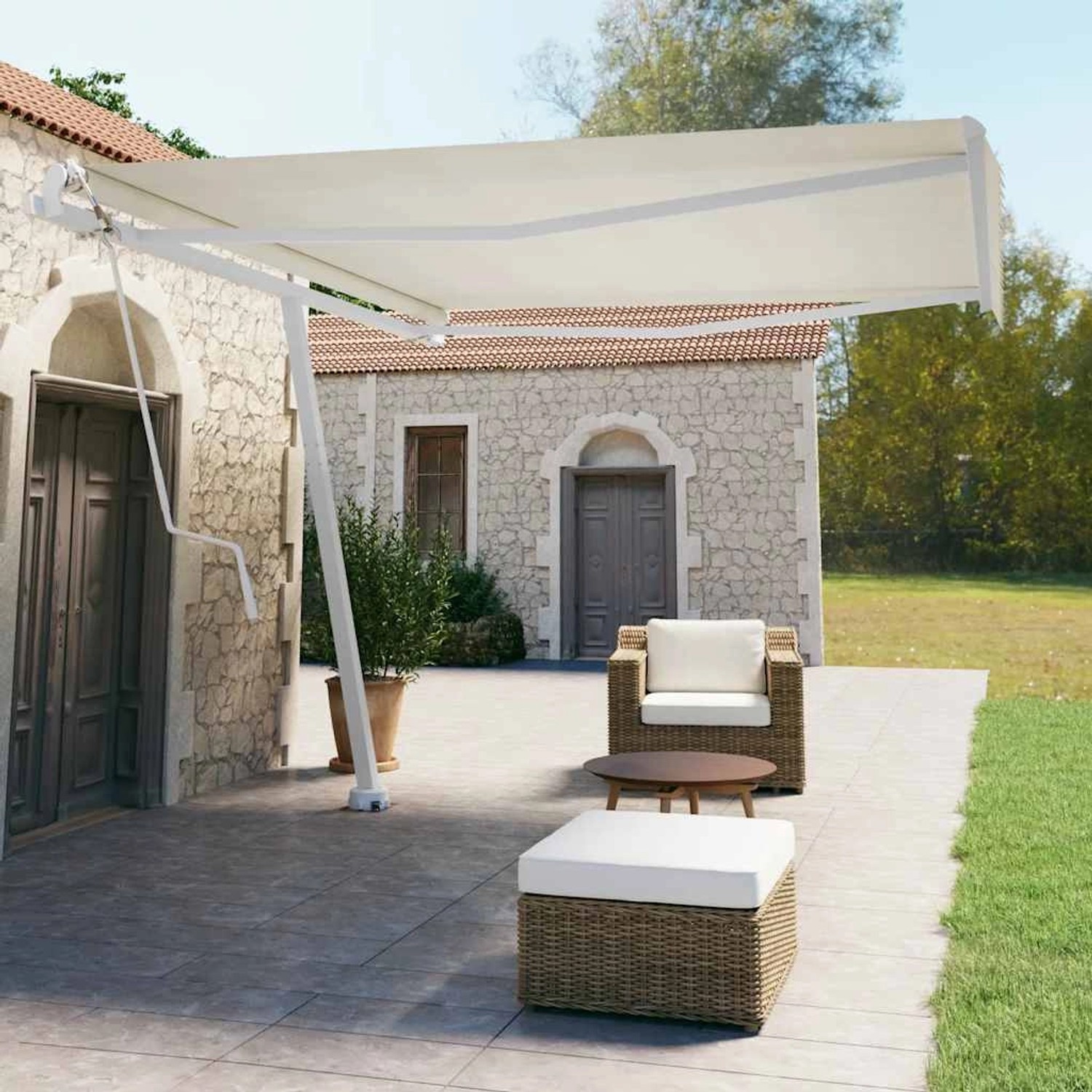 furnicato Standmarkise Automatisch 400x350 cm Cremeweiß günstig online kaufen