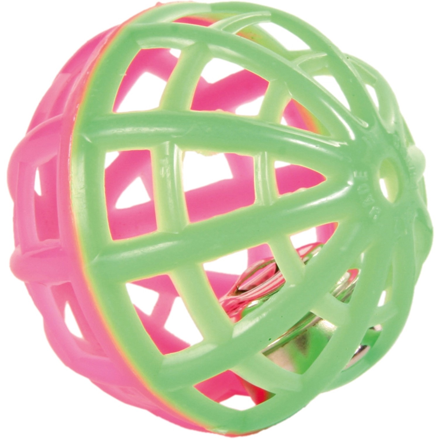 Jollypaw Spielbälle, 3er-Set, ø 3,5-4 cm, pink und grün, für Katzen.