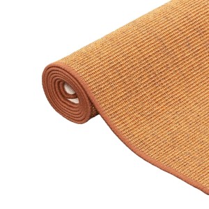 Gerollter, brauner Snapstyle Sisal Teppich Natur, 160x160 cm. Klassischer Sisalteppich.