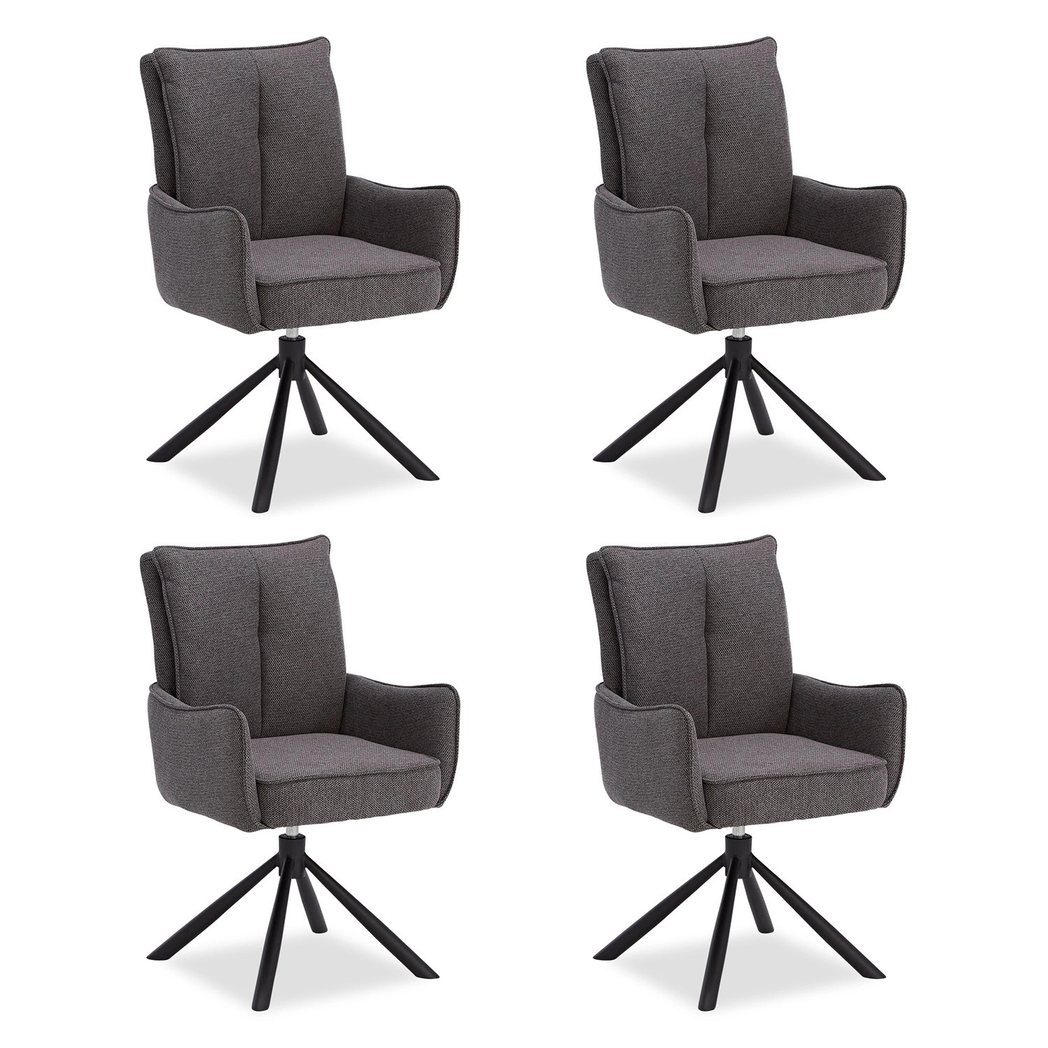 Homestyle4u Polsterstuhl Stoff Anthrazit Drehbar 4er Set 3067