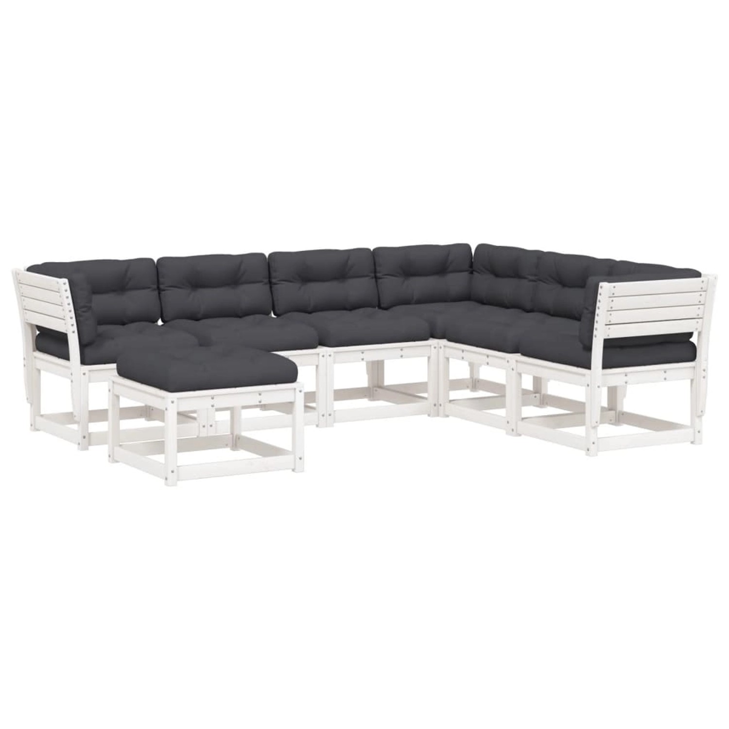 vidaXL 7-Tlg Garten-Lounge-Set mit Kissen Weiß Massivholz Kiefer 3216936 günstig online kaufen