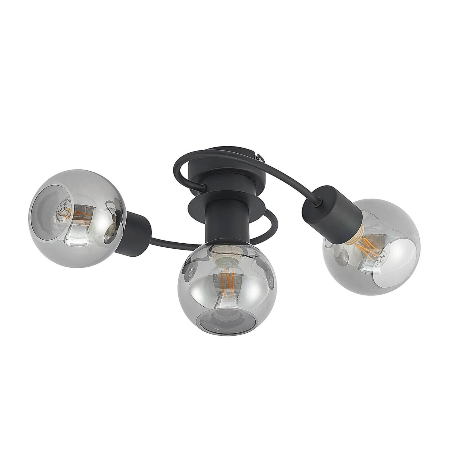 Lindby Deckenlampe Ciala 9627499 Modern in Schwarz aus Glas 3-flammig E14 W günstig online kaufen