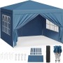 WOLTU Pavillon Pop-Up Wasserdichter Sonnenschutz Pagodenzelt 3x3 m Blau