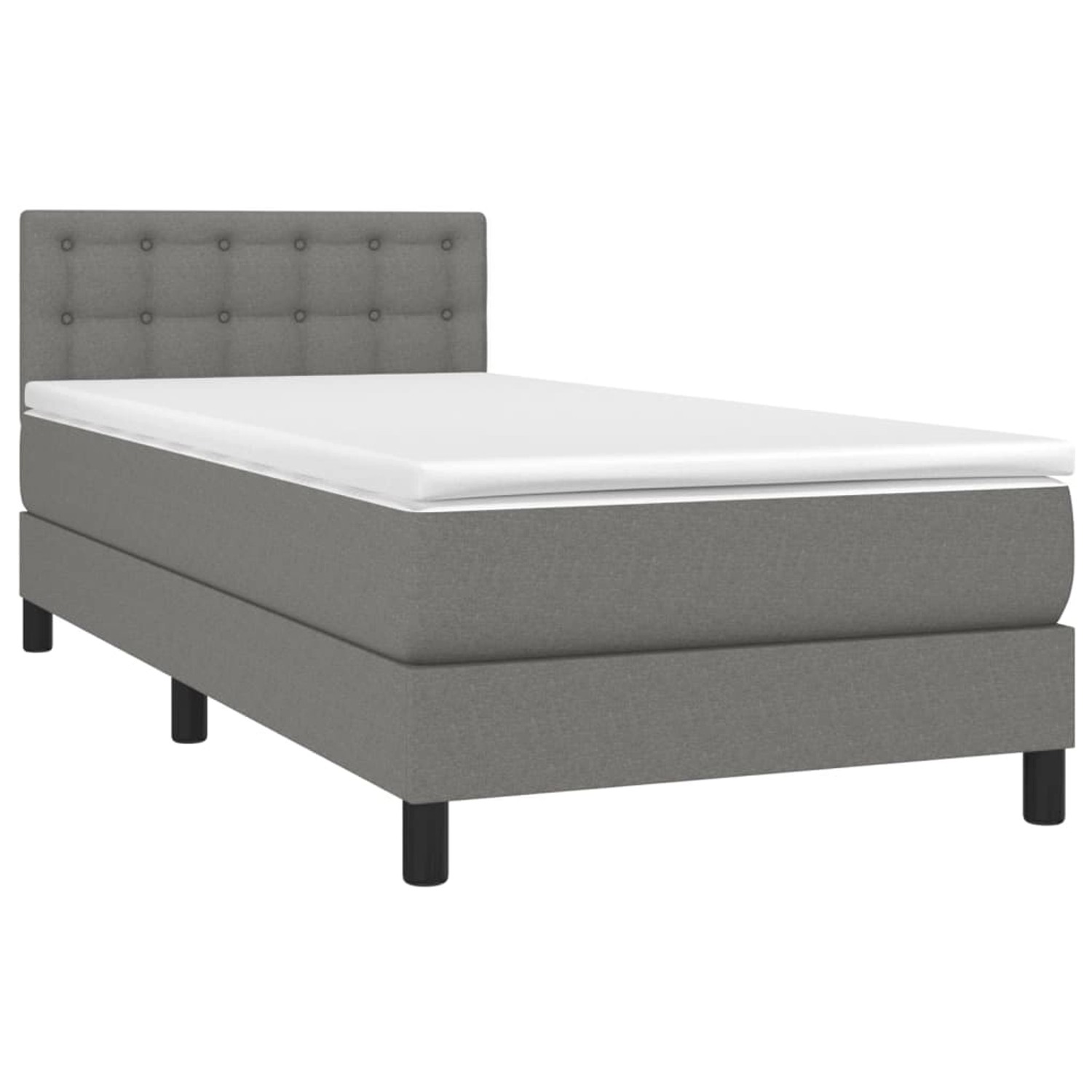 vidaXL Boxspringbett mit Matratze & LED Dunkelgrau 90x200 cm Stoff 3133446 günstig online kaufen