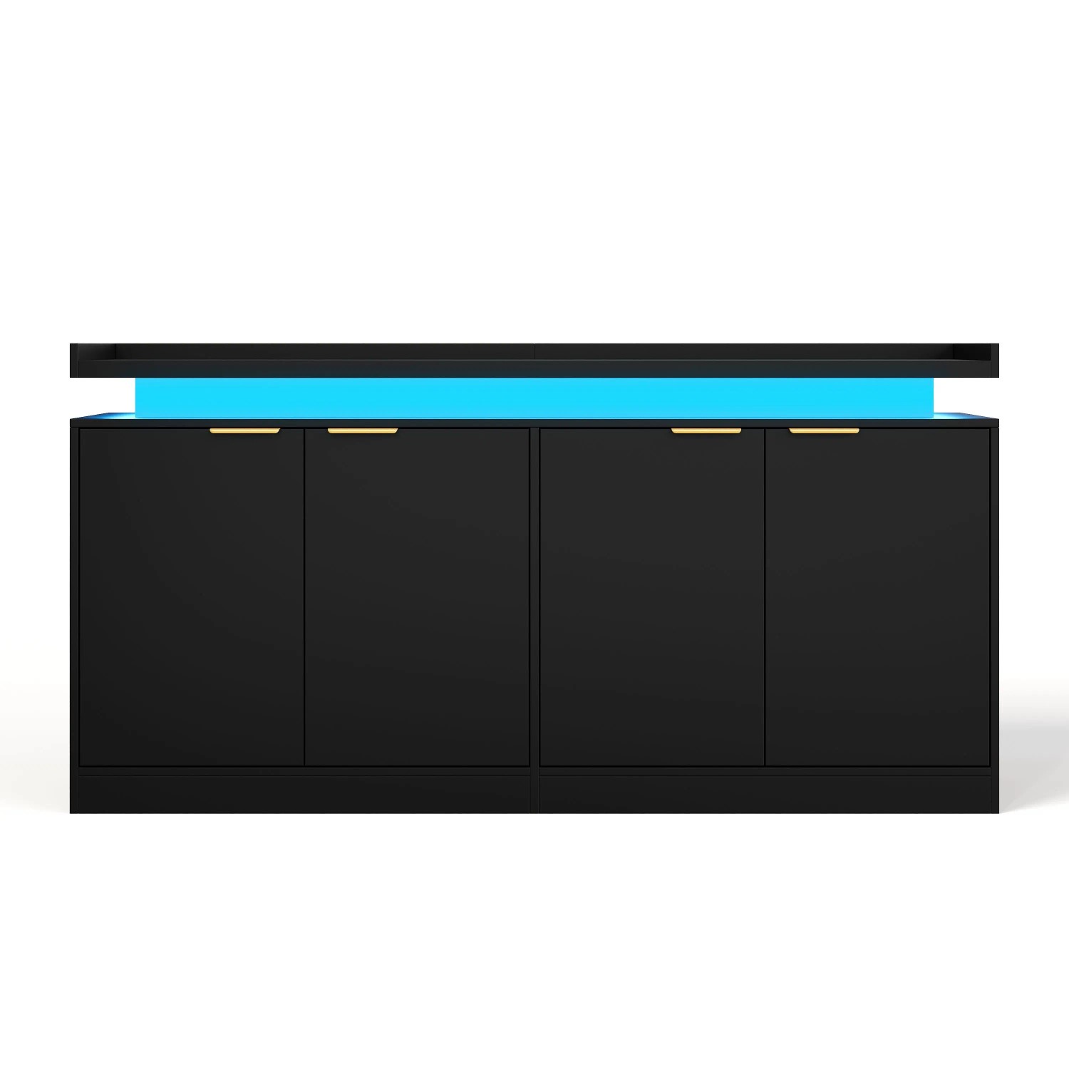 Merax Sideboard 160x39x83 cm Weiß 4 Türen LED Viel Stauraum