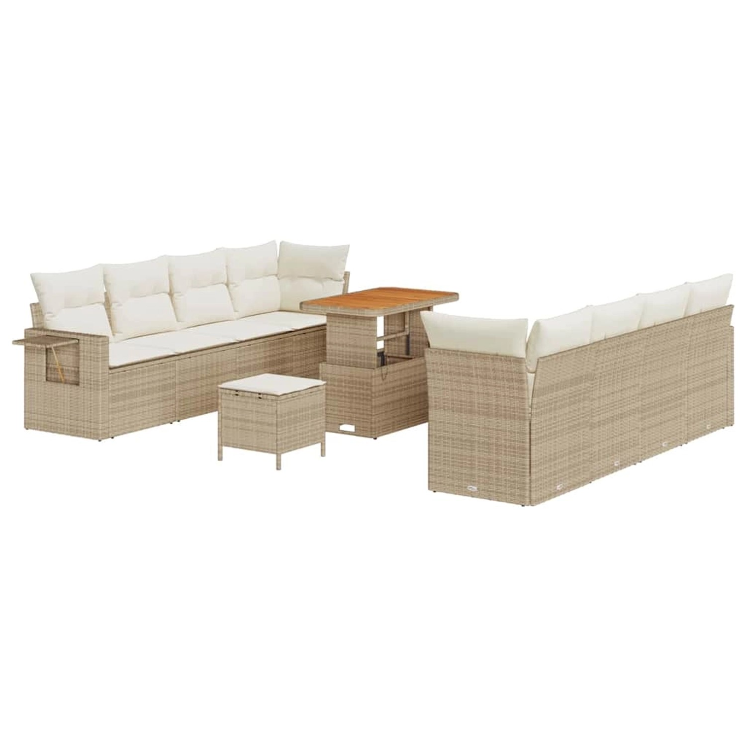 vidaXL Garten-Sofa-Set mit Speicher 11-Tlg Beige Poly Rattan 3361721 günstig online kaufen