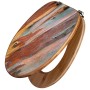 Banjado WC-Sitz aus Bambus mit Holz-Motiv Coloured Wood und Universal Scharnieren.