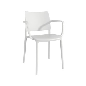 Weißer Papatya Joy-K Sessel aus Polypropylen für Garten oder Terrasse.