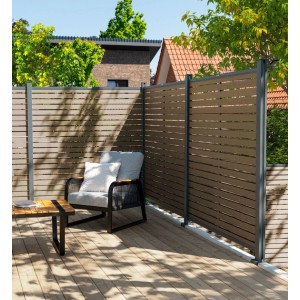 Home Deluxe WPC-Sichtschutzzaun Alira 4 Elemente 185 cm x 708 cm Teak