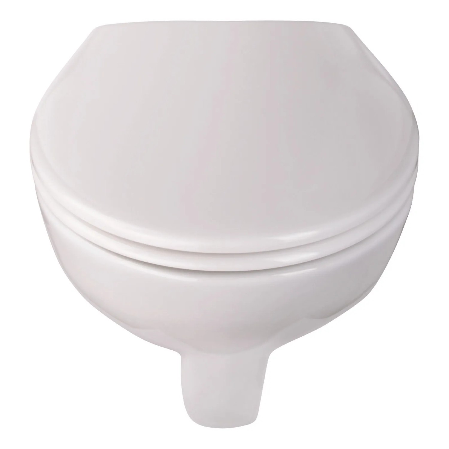 Weißes, erhöhtes Wand-WC-Set mit spülrandlosem Design und WC-Sitz von Calmwaters.