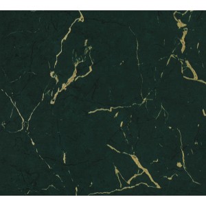 Metropolitan Stories II Vliestapete: Schwarzer Marmor mit goldenen Akzenten.