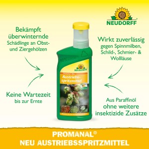Neudorff Promanal Neu Austriebsspritzmittel, 500ml Flasche zur Spinnmilbenbekämpfung.