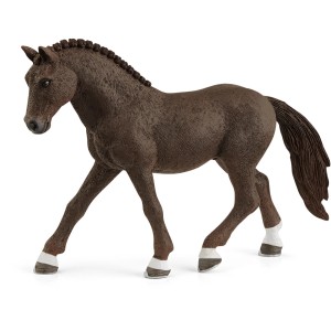 Schleich Horse Club Deutsches Reitpony Wallach, braunes Spielzeug Pferd mit geflochtener Mähne.
