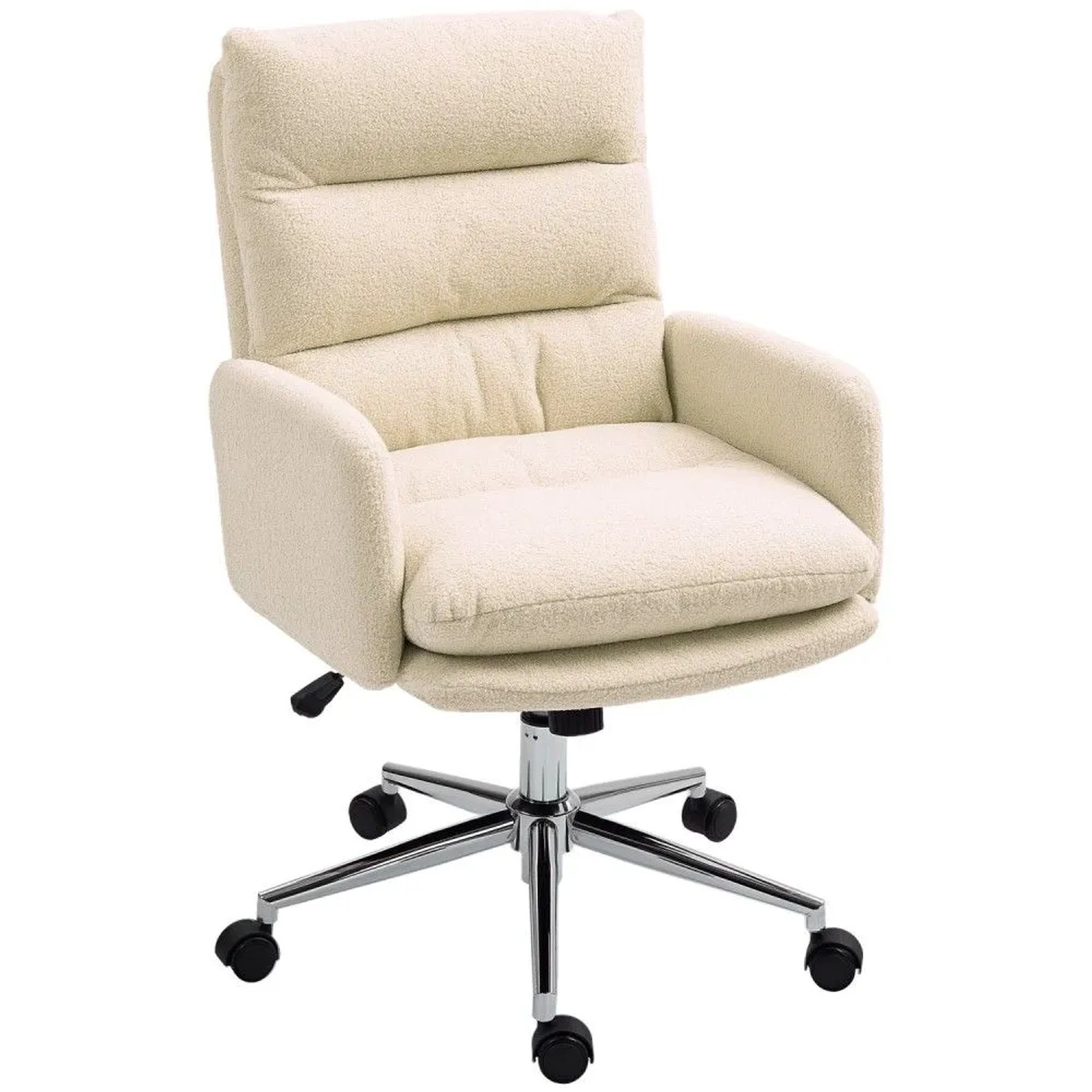 HOMCOM Bürostuhl Polyester Schaumstoff Cremeweiß 67L x 58B x 91-99H cm