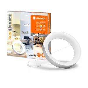 Ledvance Sun@Home Smart+ Pendelleuchte, rund, silber, Ø 45cm. Smarte Hängeleuchte mit Biorhythmussteuerung.