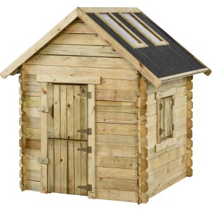 SwingKing Spielhaus Louise mit Fenster, 120x120x160 cm, aus imprägniertem Holz.