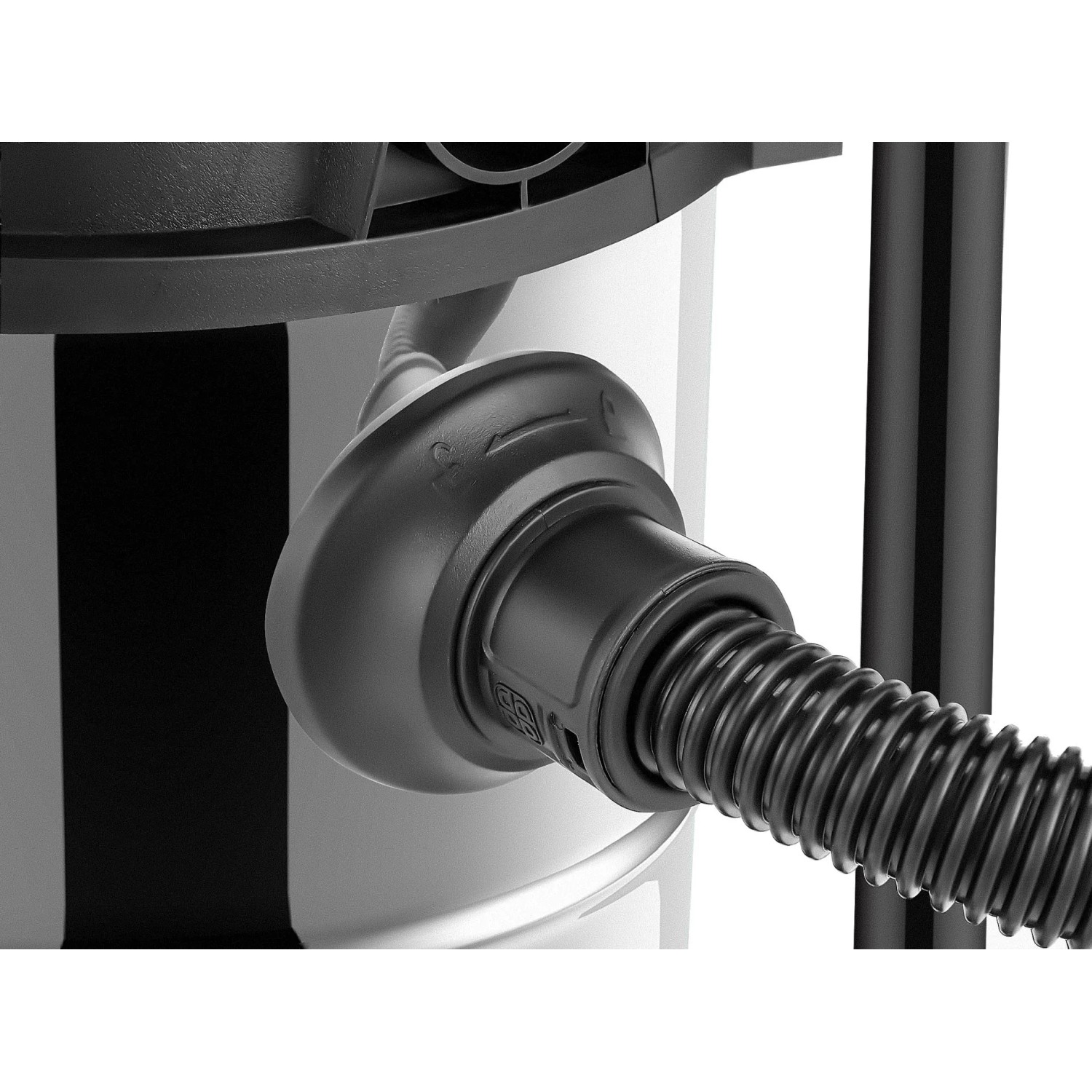 Detailaufnahme Atrox Nass- und Trockensauger mit Schlauchanschluss.