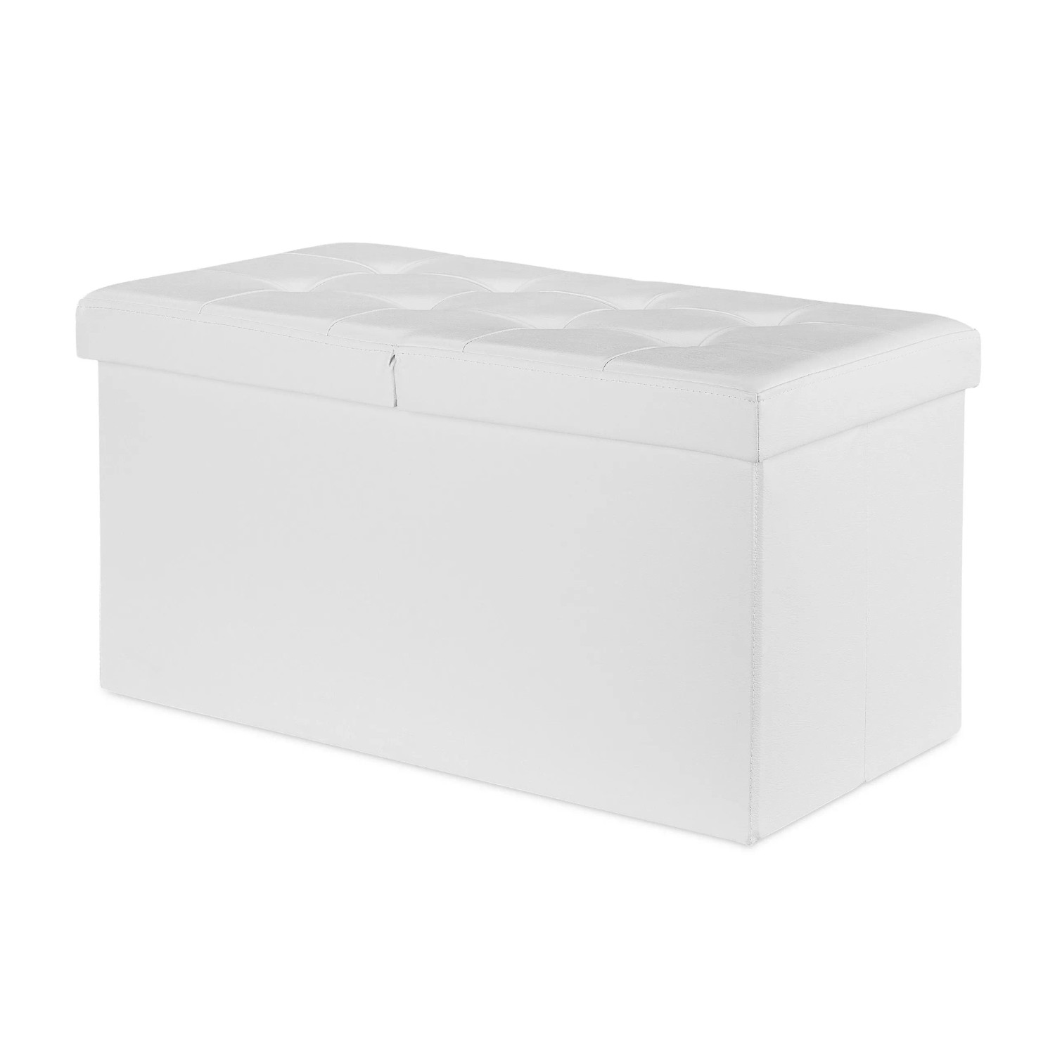 Relaxdays Sitzbank Kunstleder Weiß Klappbar 39 cm x 75 cm x 37 cm 6,1 kg