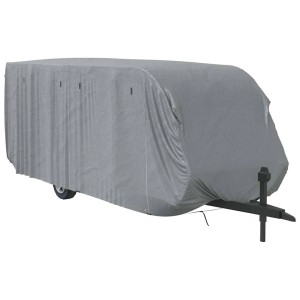 Graue vidaXL Schutzhülle für Wohnwagen, 732x250x220 cm, aus Vliesstoff.