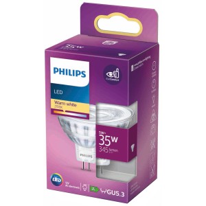 Philips LED-Leuchtmittel GU5.3, 4,4W, warmweiß, 345 Lumen, Energieeffizienzklasse F. Verpackung.