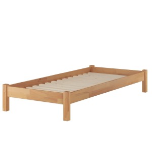 Erst-Holz Schönes Buche Bett 80 x 200 cm Massivholz für Jugendliche Modell 84 Rollrost inkl.