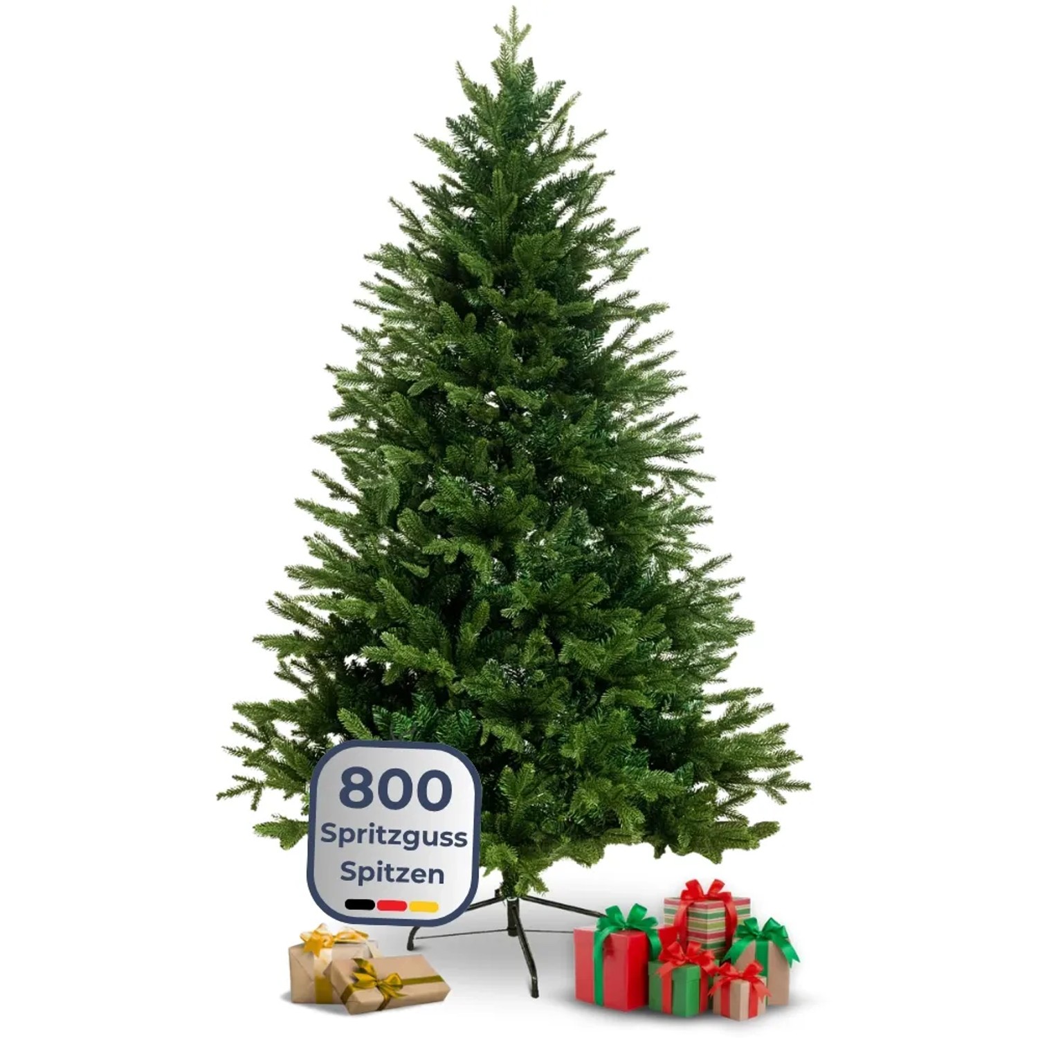 DELUKE Weihnachtsbaum Künstlich 190cm mit Lichterkette Nordfichte Spritzguss Tannenbaum Naturgetreu mit Baumständer