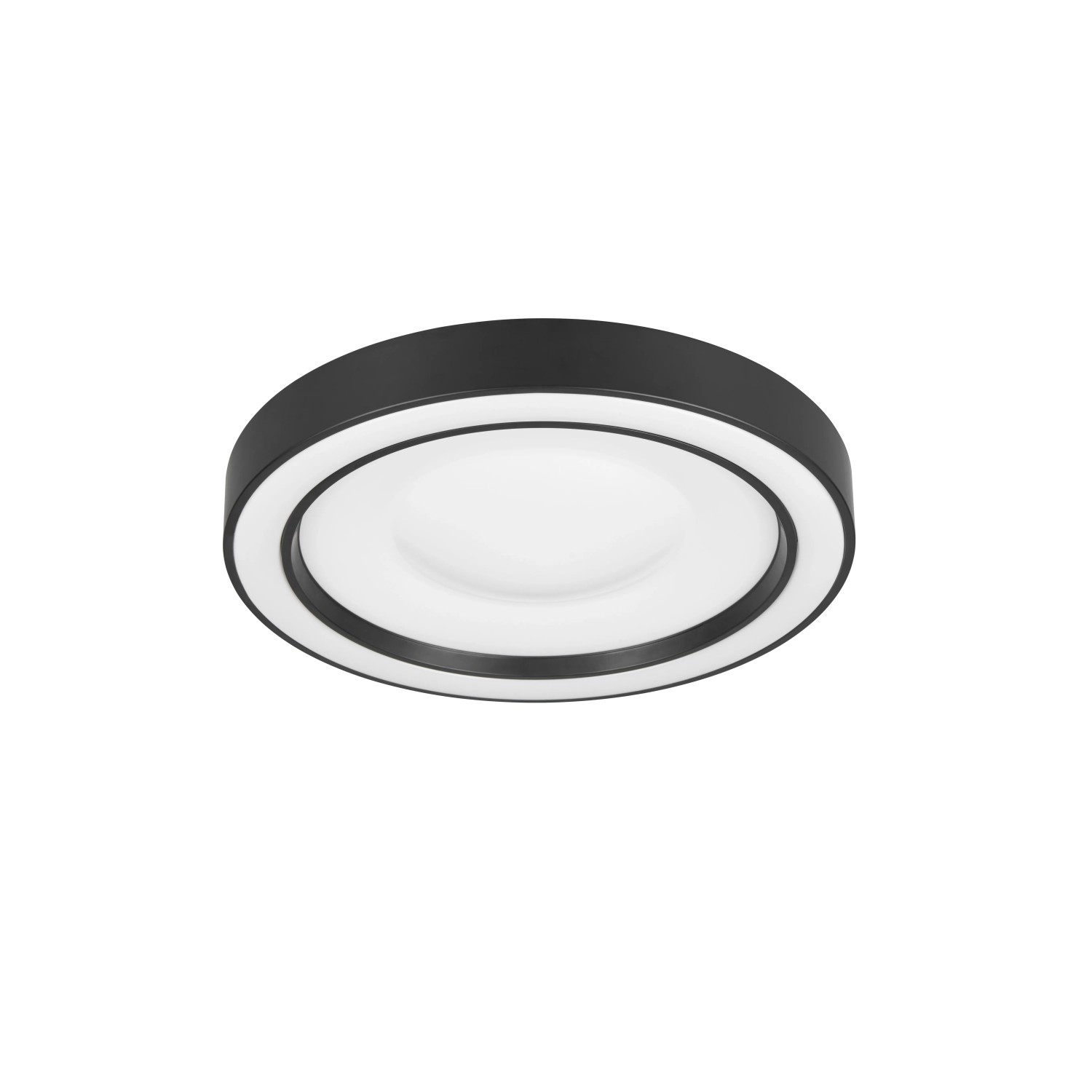 Moderne, runde LED Deckenleuchte Arco in Schwarz Matt, 40x40 cm, für Wohnräume.