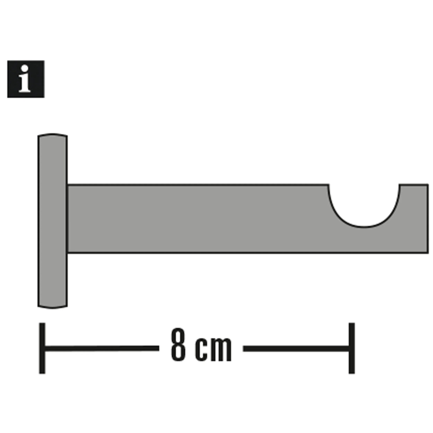 Gardinia Chicago Träger, offen, Titan, 8 cm – für Stilgarnituren mit 20 mm Durchmesser.