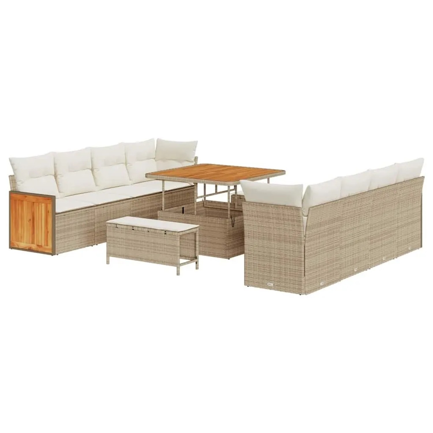 vidaXL Gartensofa-set mit Kissen 12-Tlg Beige und Creme Poly-Rattan 3365236 günstig online kaufen
