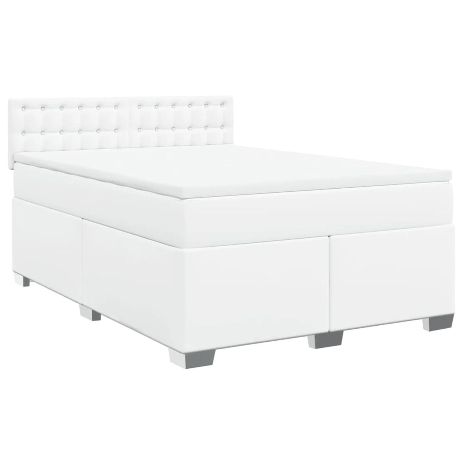 vidaXL Boxspringbett mit Matratze Weiß 140x190 cm Kunstleder 3286121 günstig online kaufen