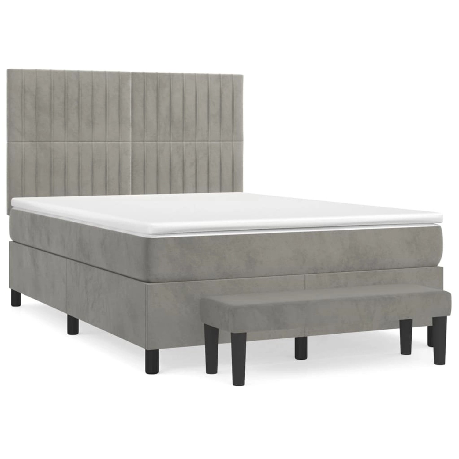 vidaXL Boxspringbett mit Matratze Hellgrau 140x200 cm Samt1466476 günstig online kaufen