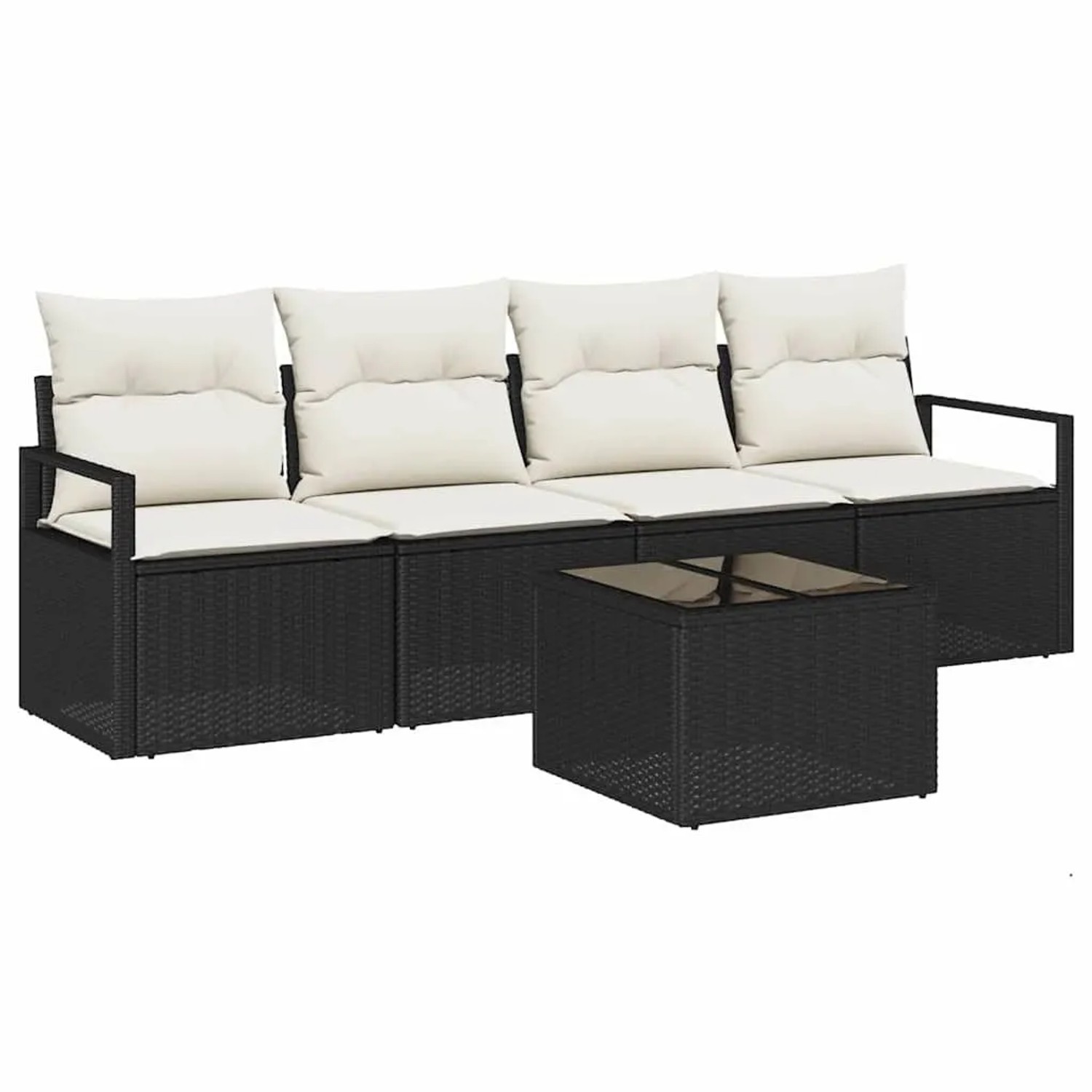 vidaXL Sofa Set 5-Tlg Schwarz und Creme Poly-Rattan 3346247 günstig online kaufen