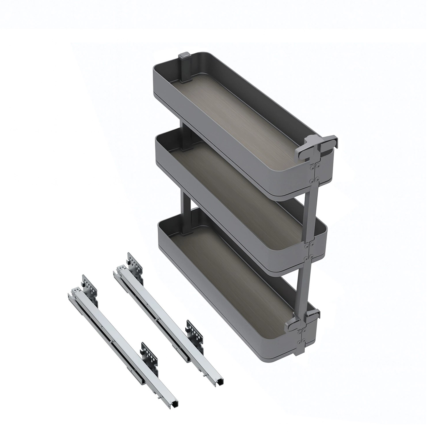 Emuca Flaschenregal Seitlich Ausziehbar Harmony mit Soft-Close Modul Breite 200 mm Höhe 700 mm Stahl und Holz Anthrazitgrau