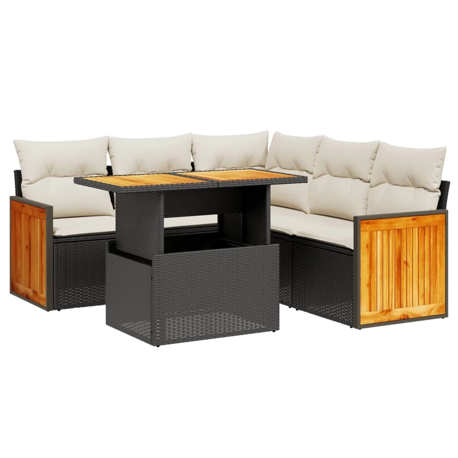 vidaXL 6-Tlg Garten-Sofagarnitur mit Kissen Schwarz Poly Rattan 3273954 günstig online kaufen