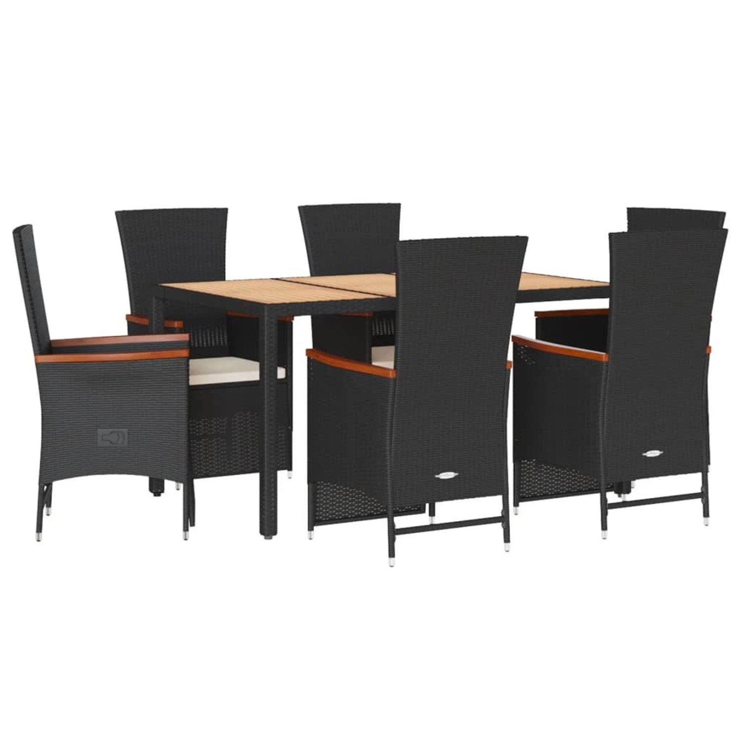vidaXL 7-Tlg Garten-Essgruppe mit Kissen Schwarz Poly Rattan 3277511 günstig online kaufen