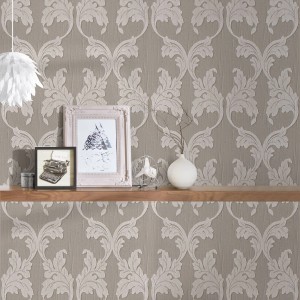 Bricoflor Vliestapete Silber Grau mit Blättermuster. Elegante Textiltapete für Wohn- und Schlafräume.