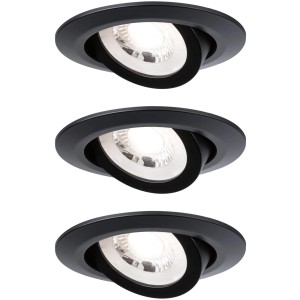 Paulmann LED-Einbaustrahler 3er Set, schwarz matt, schwenkbar. Deckenleuchten für Innenräume.