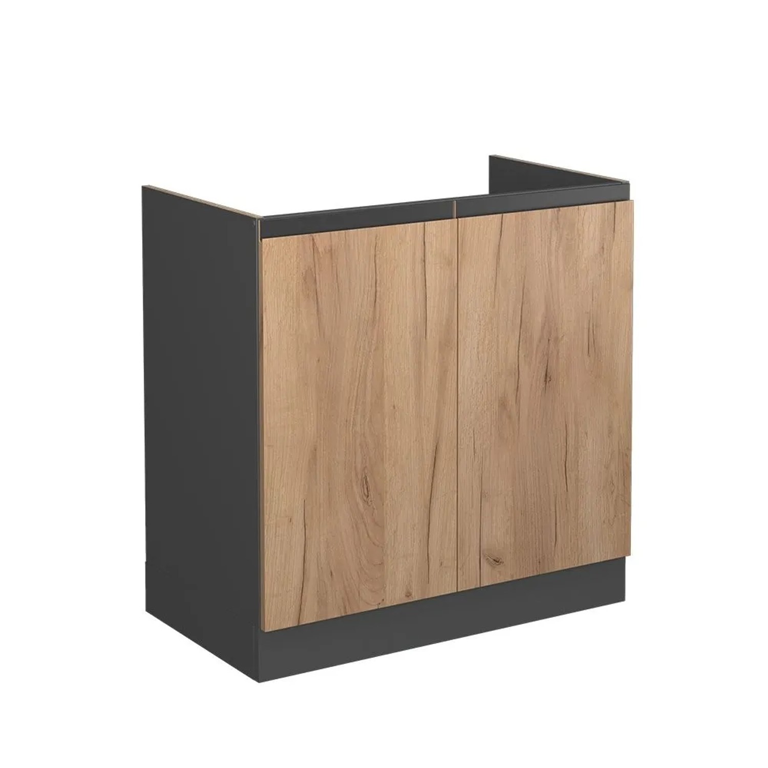 Vicco Spülenunterschrank R-Line Goldkraft Eiche Anthrazit 80 cm J-Shape ohne Arbeitsplatte