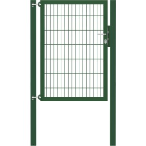 Grünes Einzeltor Flexo Plus 100x140 cm mit Pfosten für Gartenzäune.