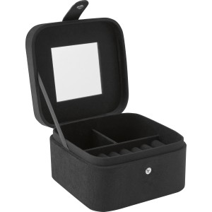 Geöffnete, schwarze Schmuckbox Midnight Mystery mit Spiegel im Deckel.