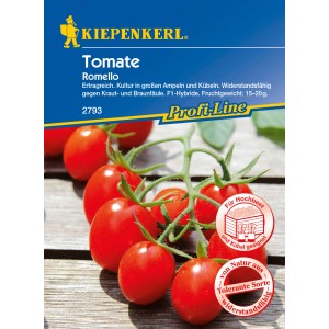Kiepenkerl Profi-Line Tomaten Romello Samen mit roten Mini-Pflaumen-Tomaten.
