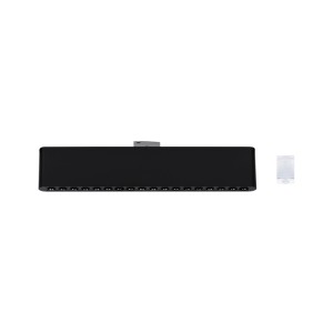 Schwarze, matte Paulmann Zelos LED-Lightbar für URail Schienensystem, 3-stufig dimmbar, 4000K neutralweiß, aus Aluminium.