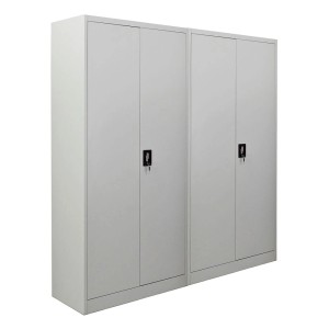 PROREGAL MegaDeal 2x Flügeltürenschrank ELEPHANT Mit 2 Türen Abschließbar HxBxT 180x80x40cm 4 Ebenen Stahl Pulverbeschichtet Lichtgrau Aktenschrank
