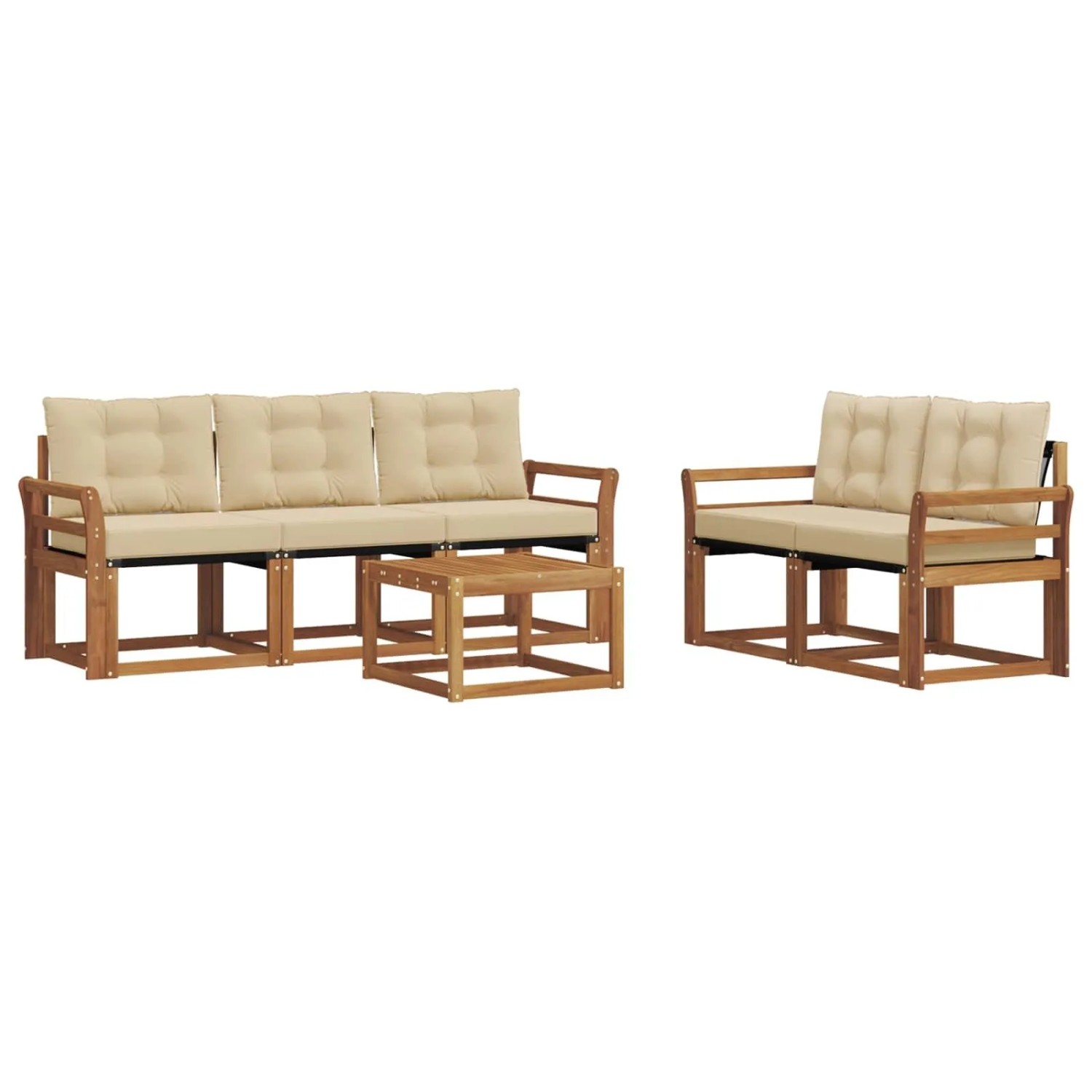 vidaXL Outdoor-Sofagarnitur mit Kissen 6-Tlg Natur und Beige 3368404