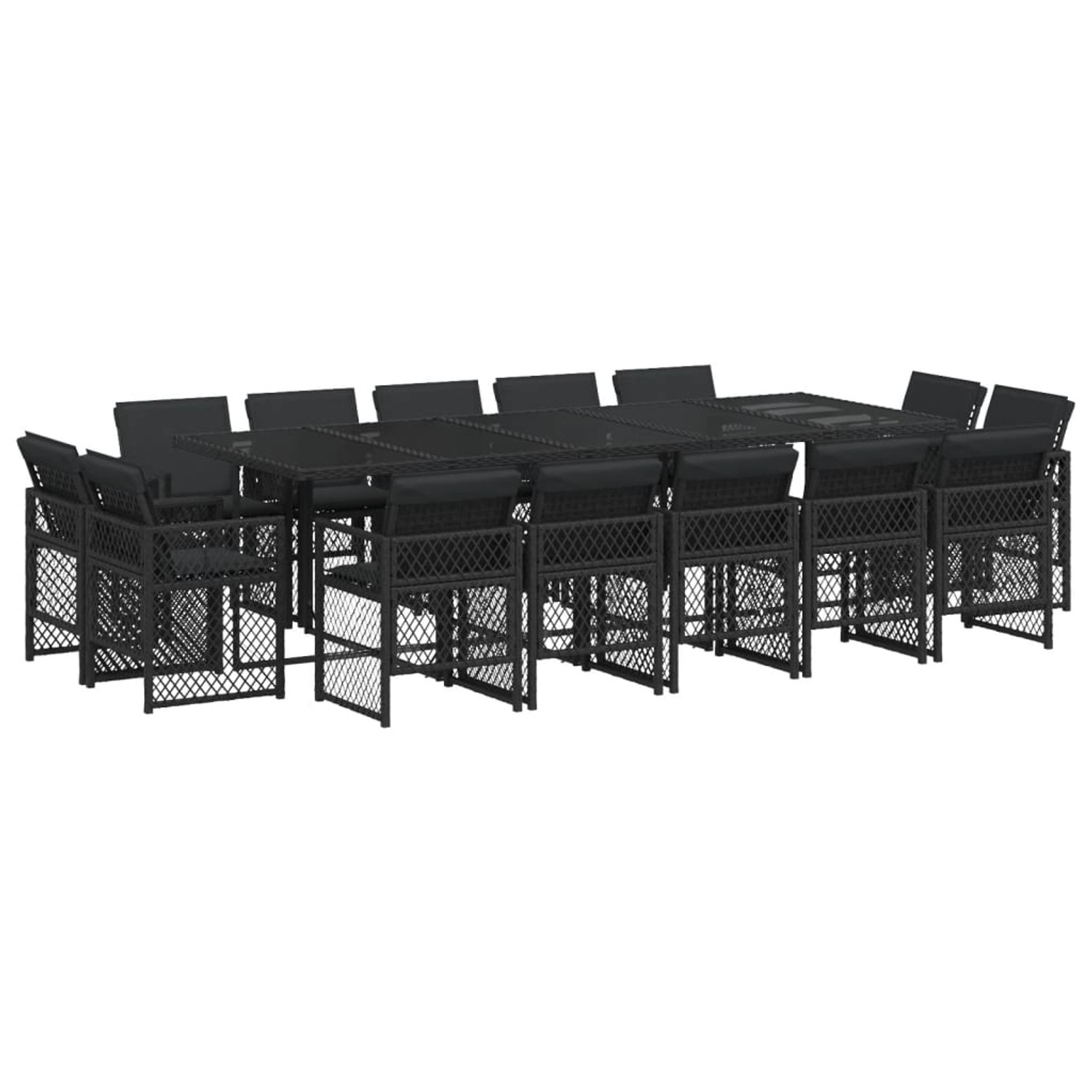vidaXL 15-Tlg Garten-Essgruppe mit Kissen Schwarz Poly Rattan 3210871 günstig online kaufen