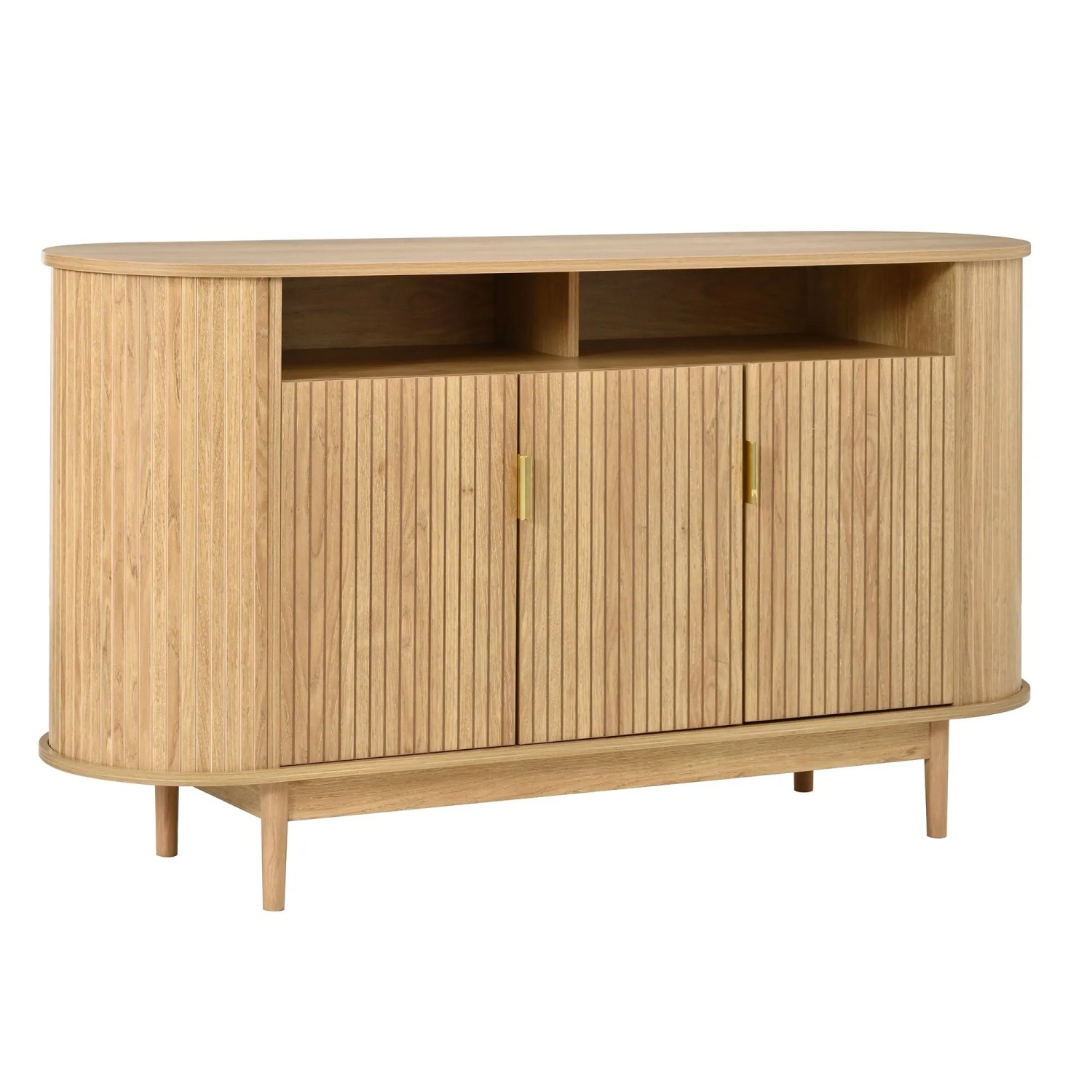 Merax Sideboard 3 Türen Holzoptik Stauraumschrank Kiefernholzfüße Wohnzimmer
