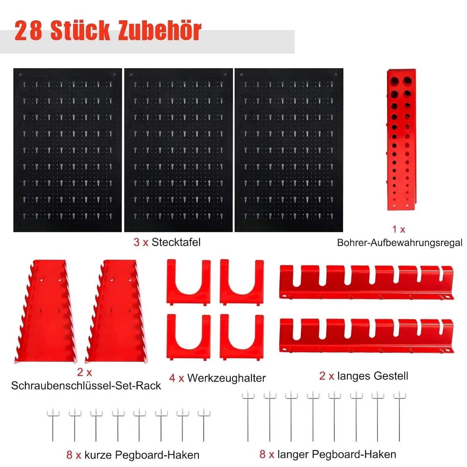 Costway Werkzeugwand Inkl. 28-Teiligem Regal-Set 3 Lochplatten_3