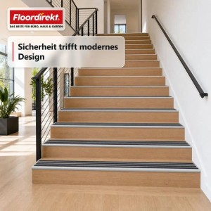 Floordirekt Treppenkantenprofil Titan Aluminium Anti-Rutsch-Profil Carborundum-Einlage 90 cm