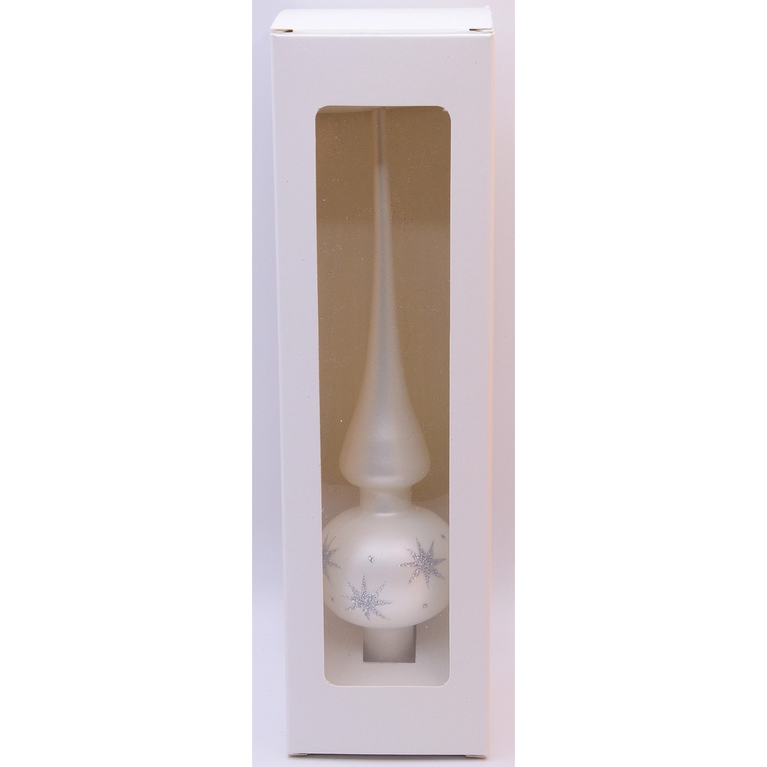 Vitbis Glas-Weihnachtsbaumspitze 6 cm Dekor Weiß-Matt günstig online kaufen